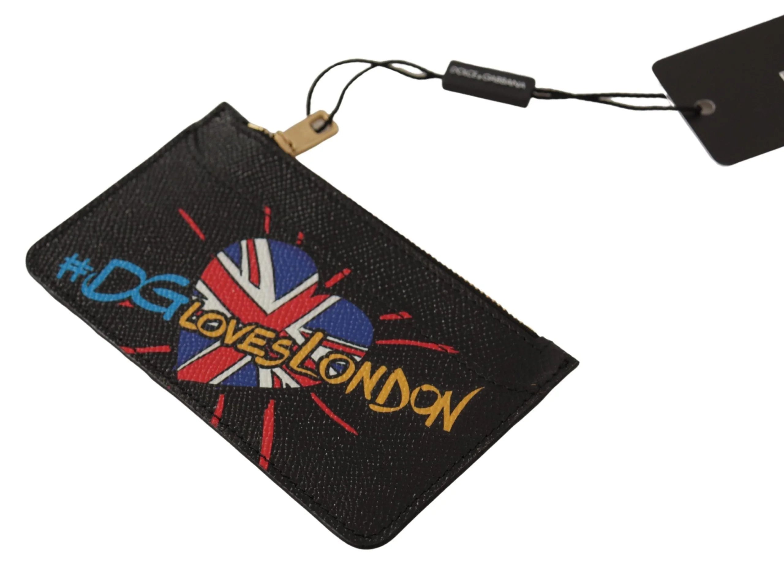 Dolce & Gabbana Black Leather #DGLovesLondon Women Cardholder Coin Case Wallet - Wallets