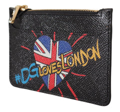 Dolce & Gabbana Black Leather #DGLovesLondon Women Cardholder Coin Case Wallet - Wallets