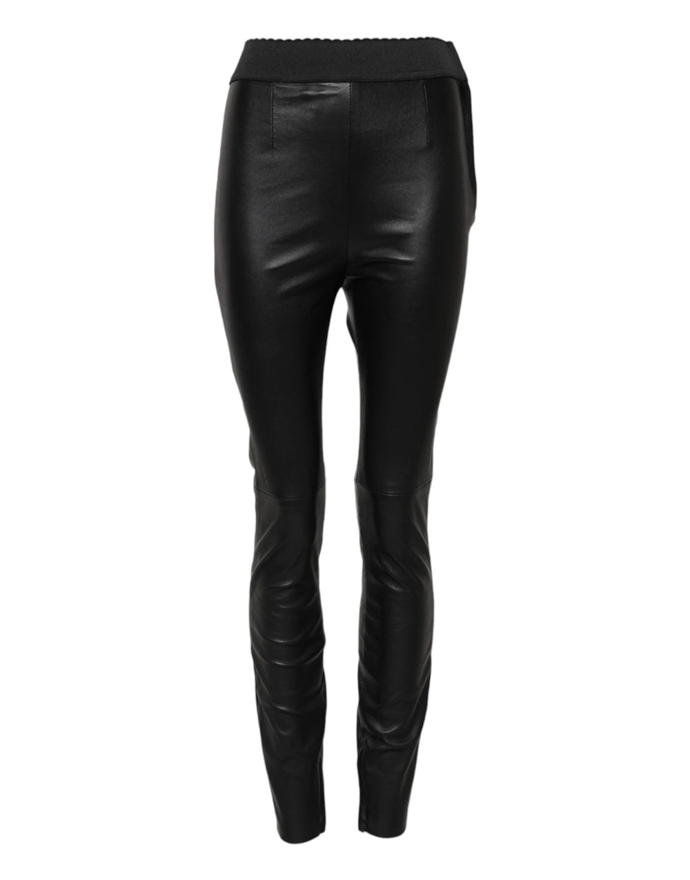 Dolce & Gabbana Black Leather Elastic Waist Pants - IT40|S - Trousers