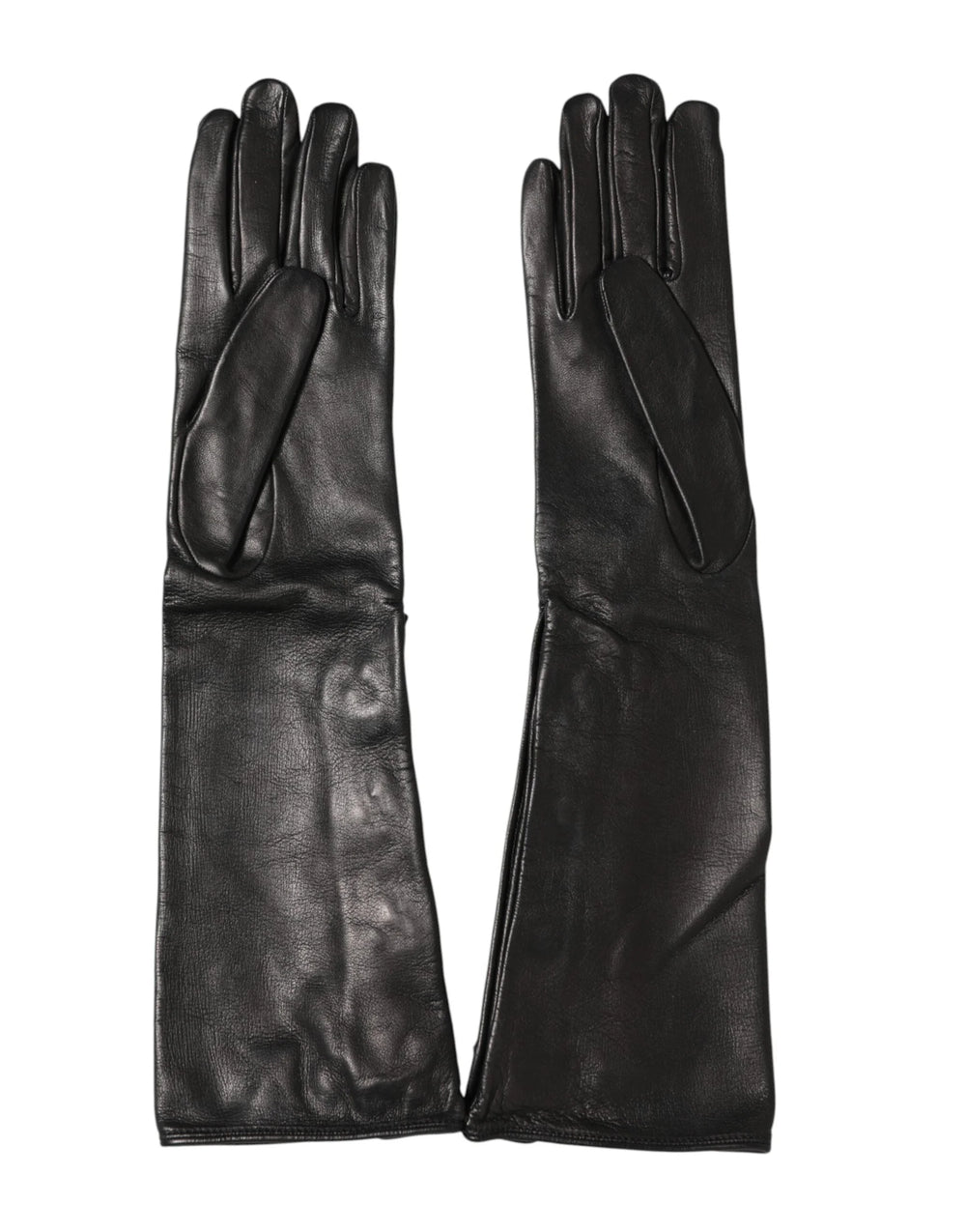 Dolce & Gabbana Black Leather Embellished Long Mitten Gloves - 6.5|XS