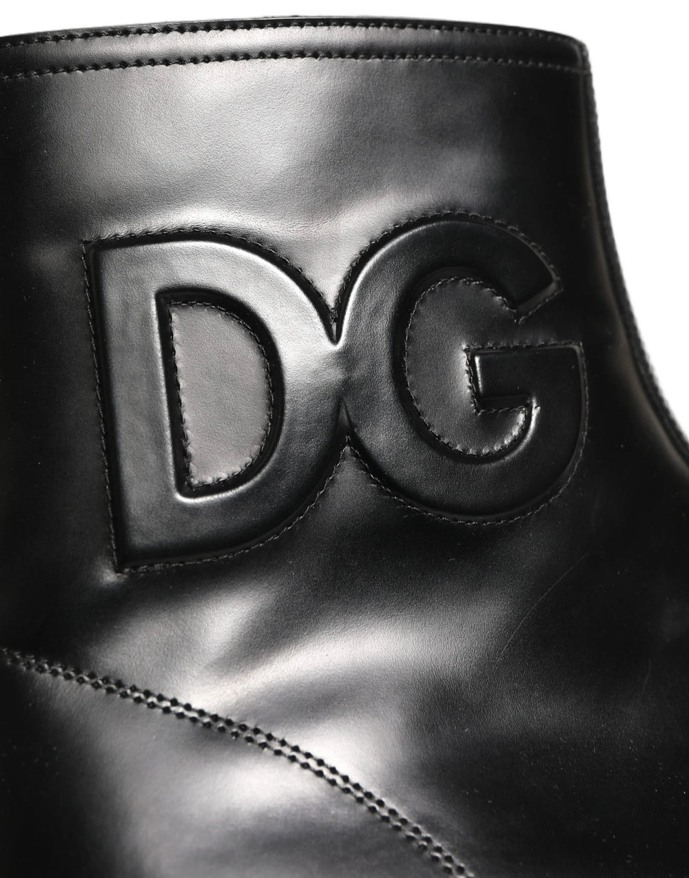 Dolce & Gabbana Black Leather Embossed Logo Ankle Boots Shoes - EU44/US11