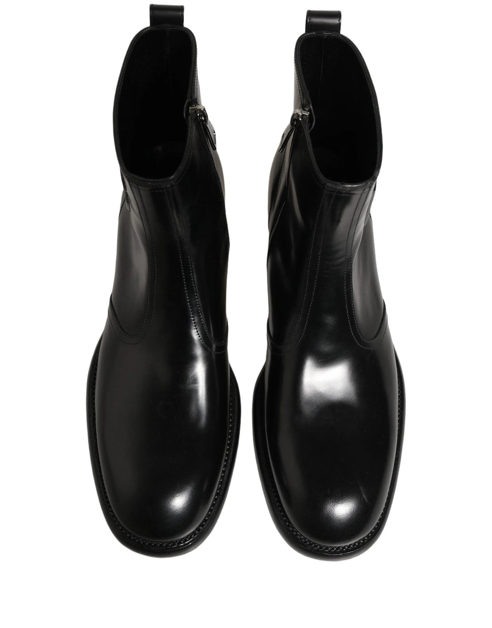 Dolce & Gabbana Black Leather Embossed Logo Ankle Boots Shoes - EU44/US11
