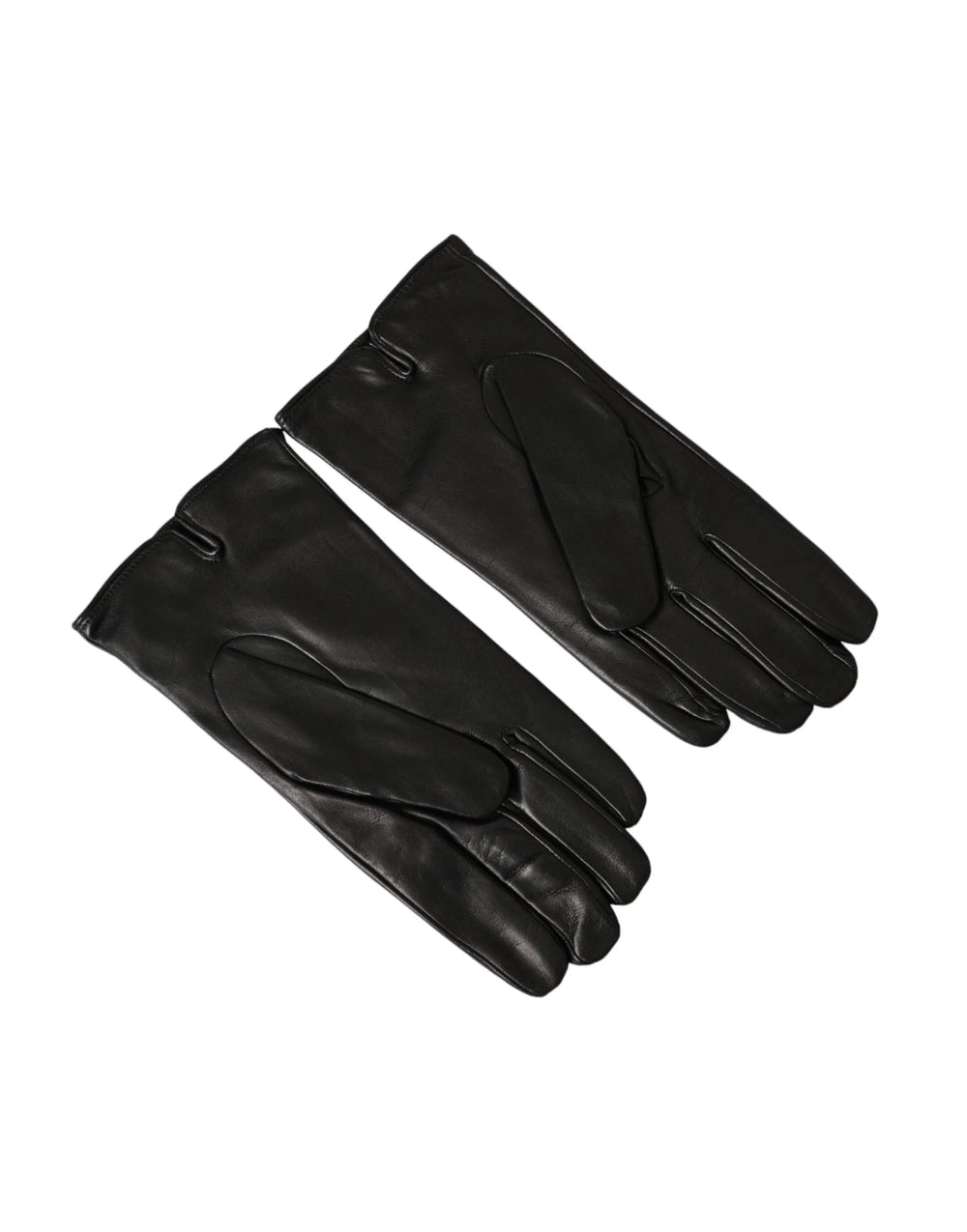 Dolce & Gabbana Black Leather Embossed Logo Short Hands Gloves - Gloves & Mittens