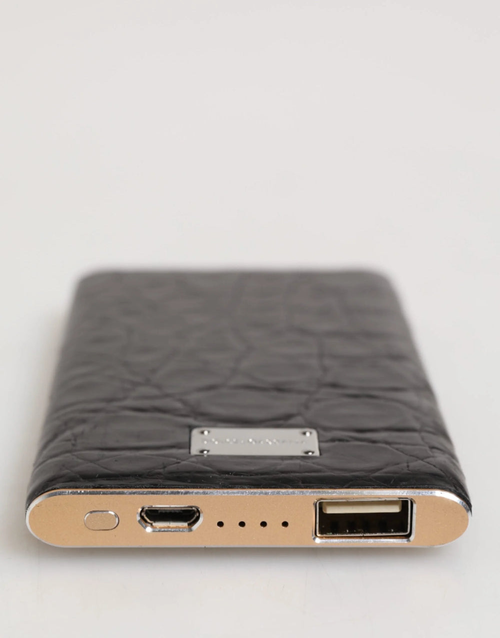 Dolce & Gabbana Black Leather Exotic Skin 3000mAh Power Bank Charger USB - Power Banks