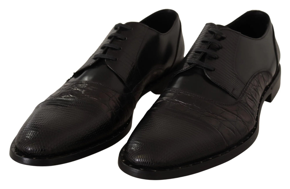 Dolce & Gabbana Black Leather Exotic Skins Formal Shoes - EU39/US6