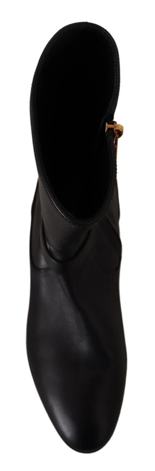 Dolce & Gabbana Black Leather Flats Logo Short Boots Shoes - EU36/US5.5