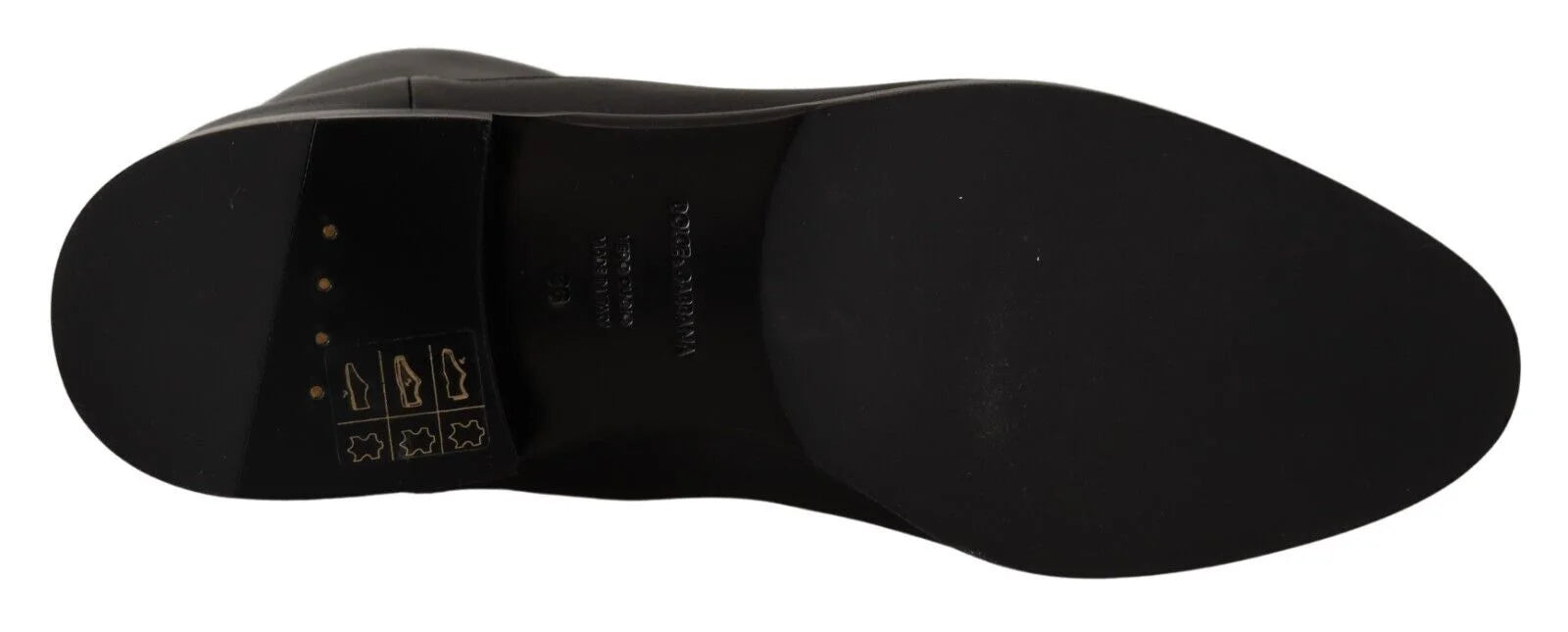 Dolce & Gabbana Black Leather Flats Logo Short Boots Shoes - EU36/US5.5