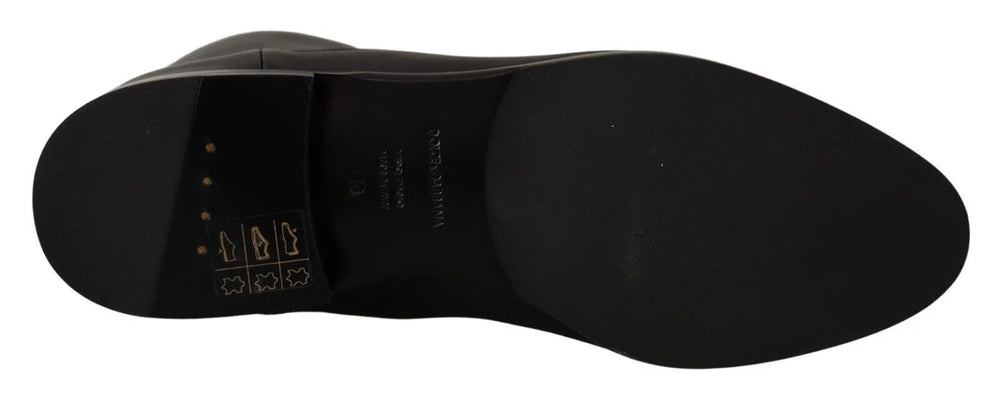 Dolce & Gabbana Black Leather Flats Logo Short Boots Shoes - EU36/US5.5