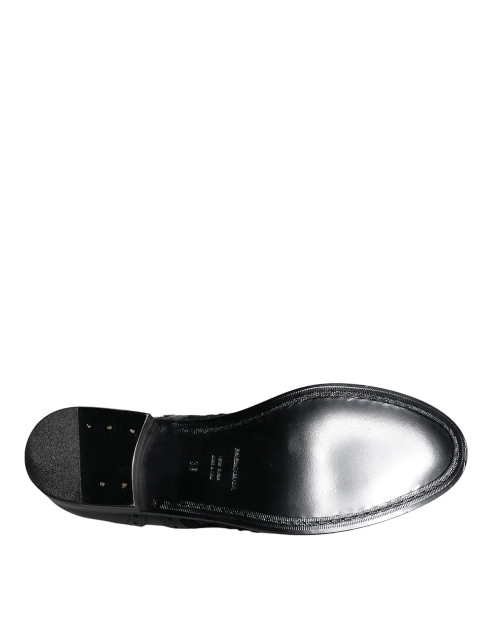 Dolce & Gabbana Black Leather Floral Lace Dress Formal Shoes - Flats