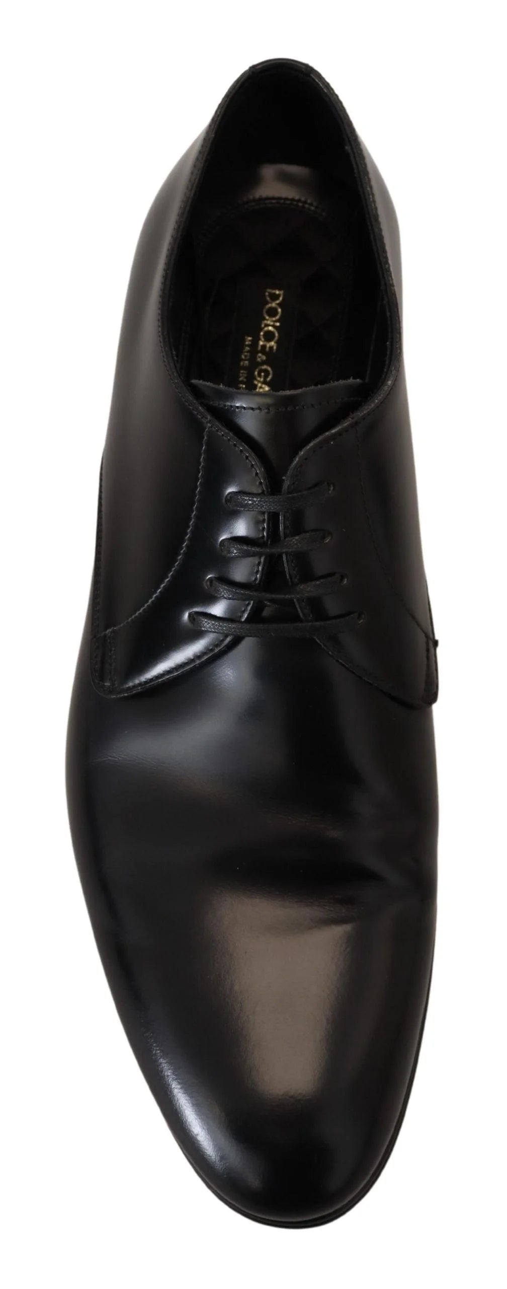 Priveliște din spate a pantofilor formali din piele Dolce & Gabbana, evidențiind contorul de toc ranforsat și cusăturile precise.