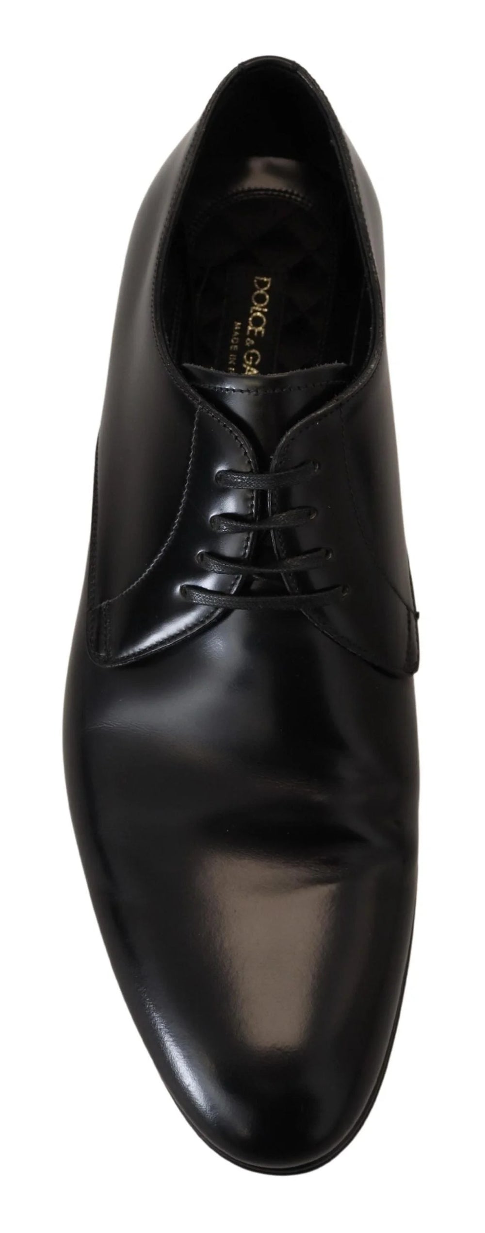 Priveliște din spate a pantofilor formali din piele Dolce & Gabbana, evidențiind contorul de toc ranforsat și cusăturile precise.