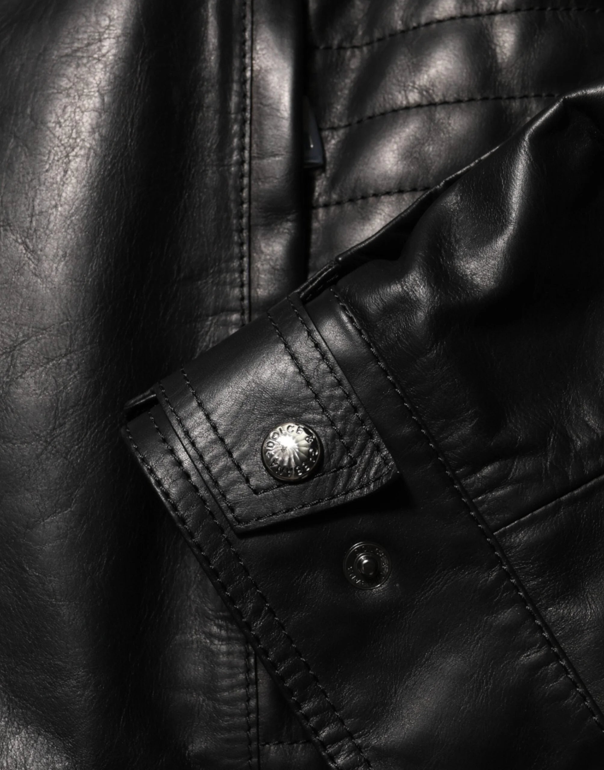Dolce & Gabbana Black Leather Full Zip Biker Blouson Jacket - IT56 | XXL - Coats & Jackets
