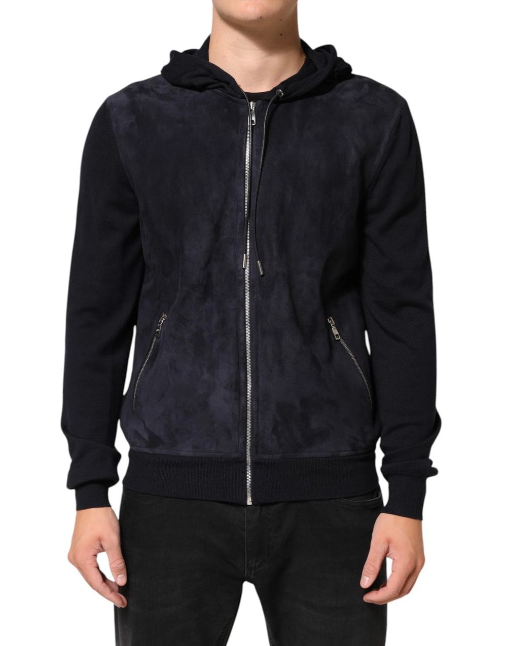 Dolce & Gabbana Black Leather Full Zip Hooded Blouson Jacket - IT50 | L - Bomber Jackets