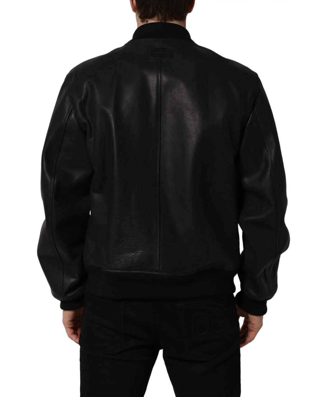 Dolce & Gabbana Black Leather Full Zip Men Biker Jacket