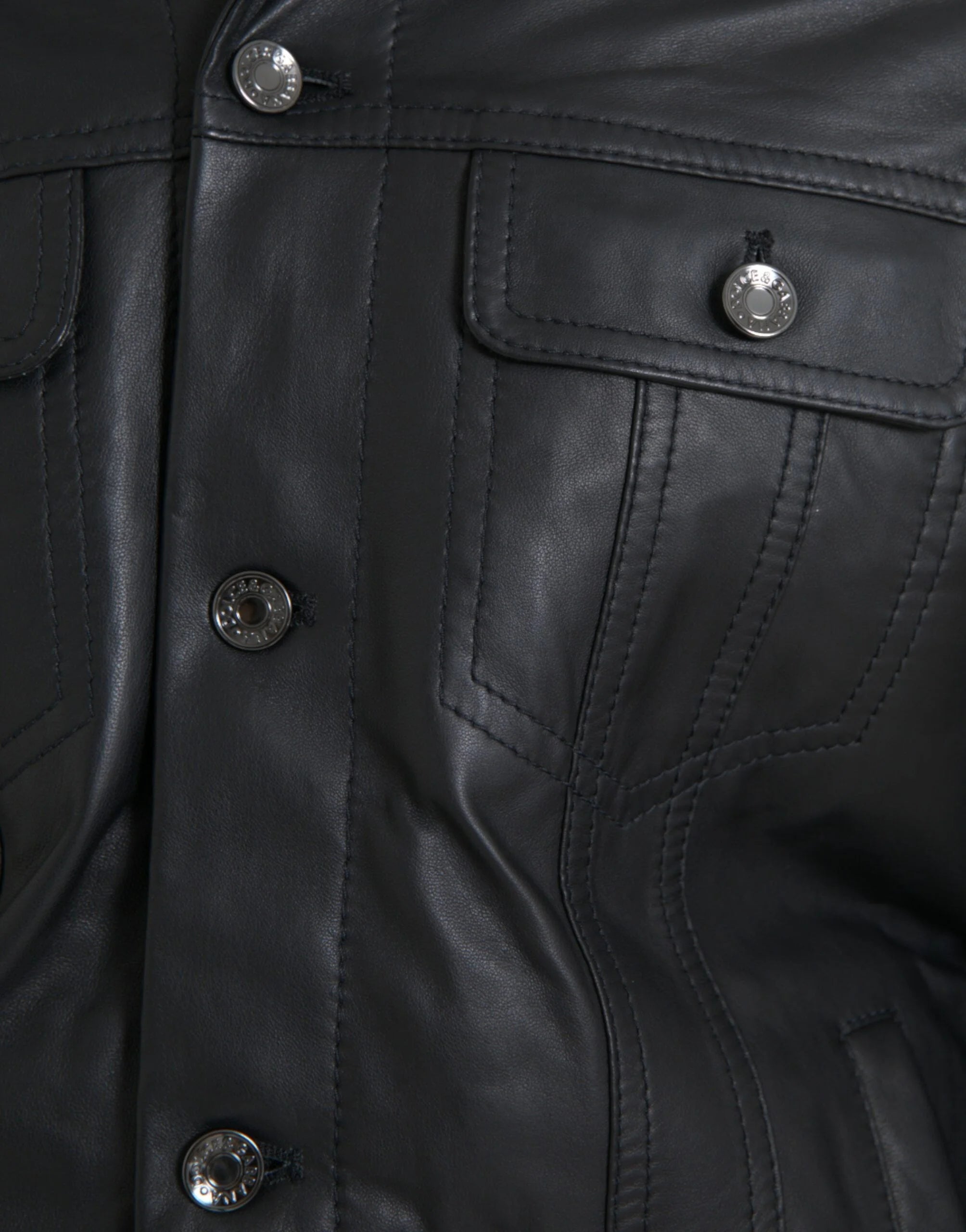 Dolce & Gabbana Black Leather Fur Collar Biker Coat Jacket - IT46 | S - Bomber Jackets