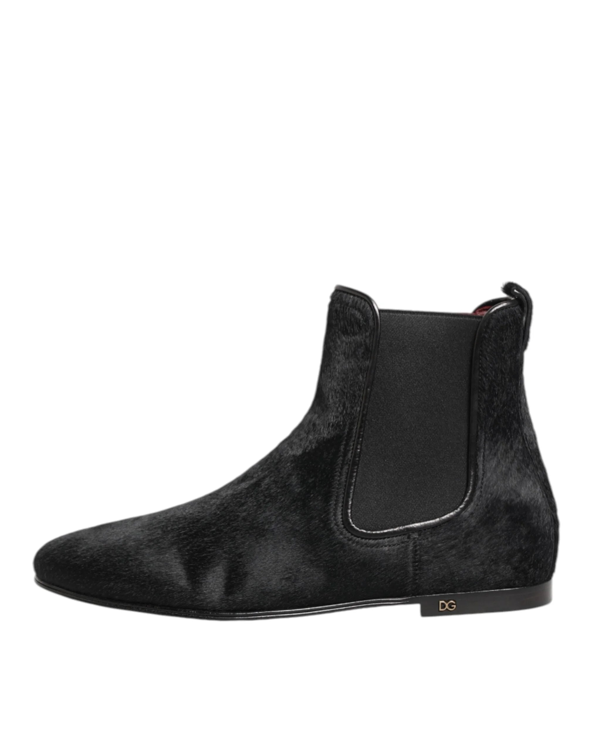 Dolce & Gabbana Black Leather Fur Men CHELSEA Boots Shoes - EU 41.5 | US 8.5