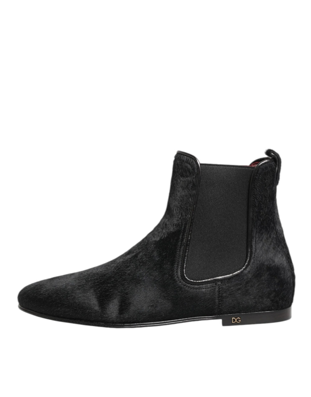 Dolce & Gabbana Black Leather Fur Men CHELSEA Boots Shoes - EU 41.5 | US 8.5