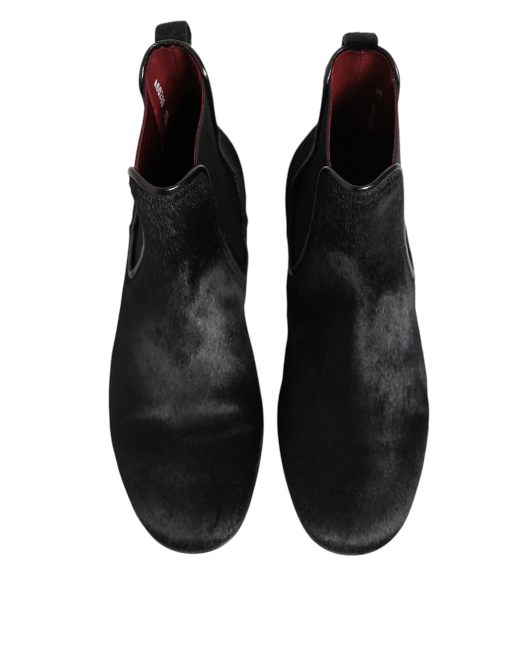 Dolce & Gabbana Black Leather Fur Men CHELSEA Boots Shoes - EU 41.5 | US 8.5