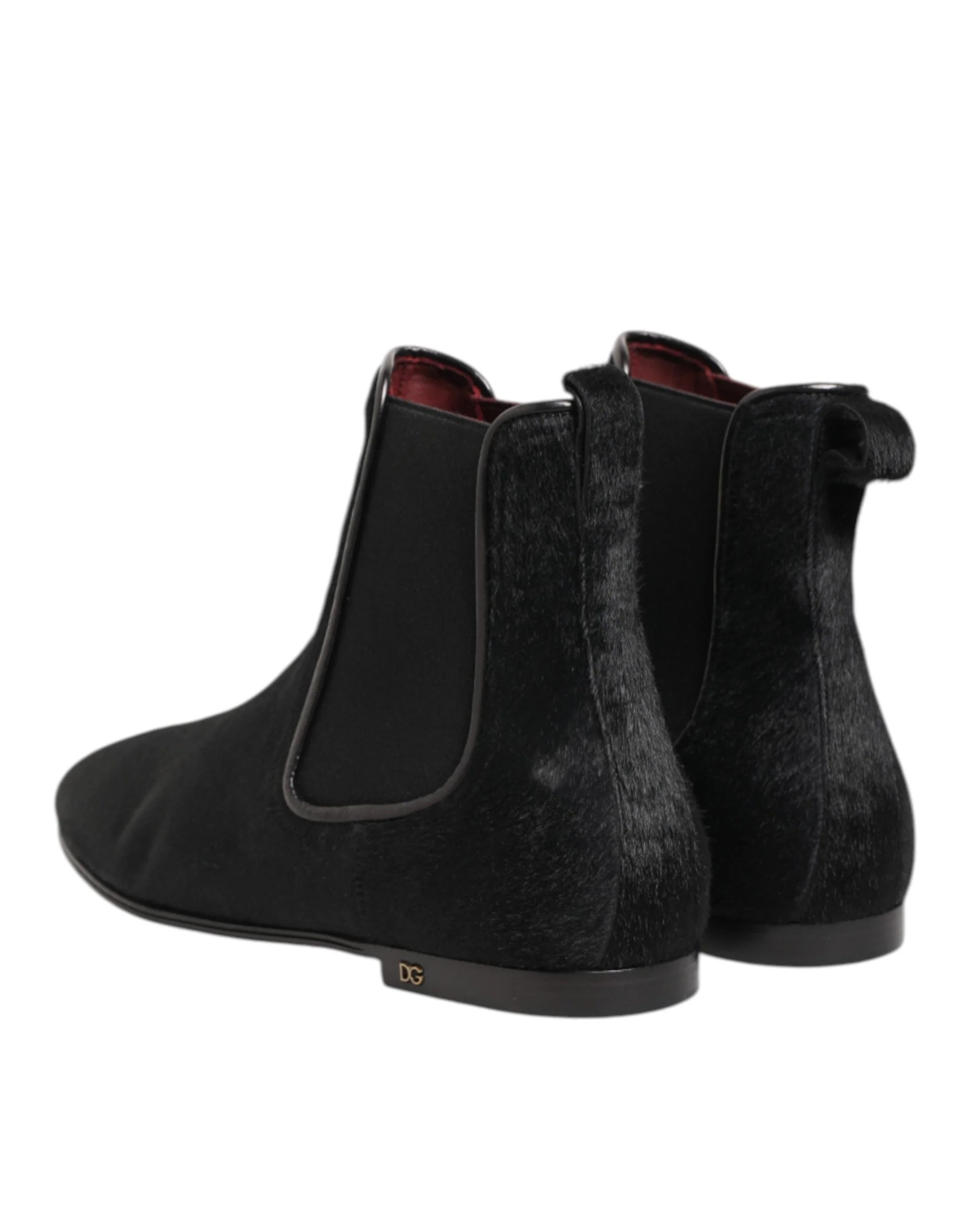 Dolce & Gabbana Black Leather Fur Men CHELSEA Boots Shoes - EU 41.5 | US 8.5