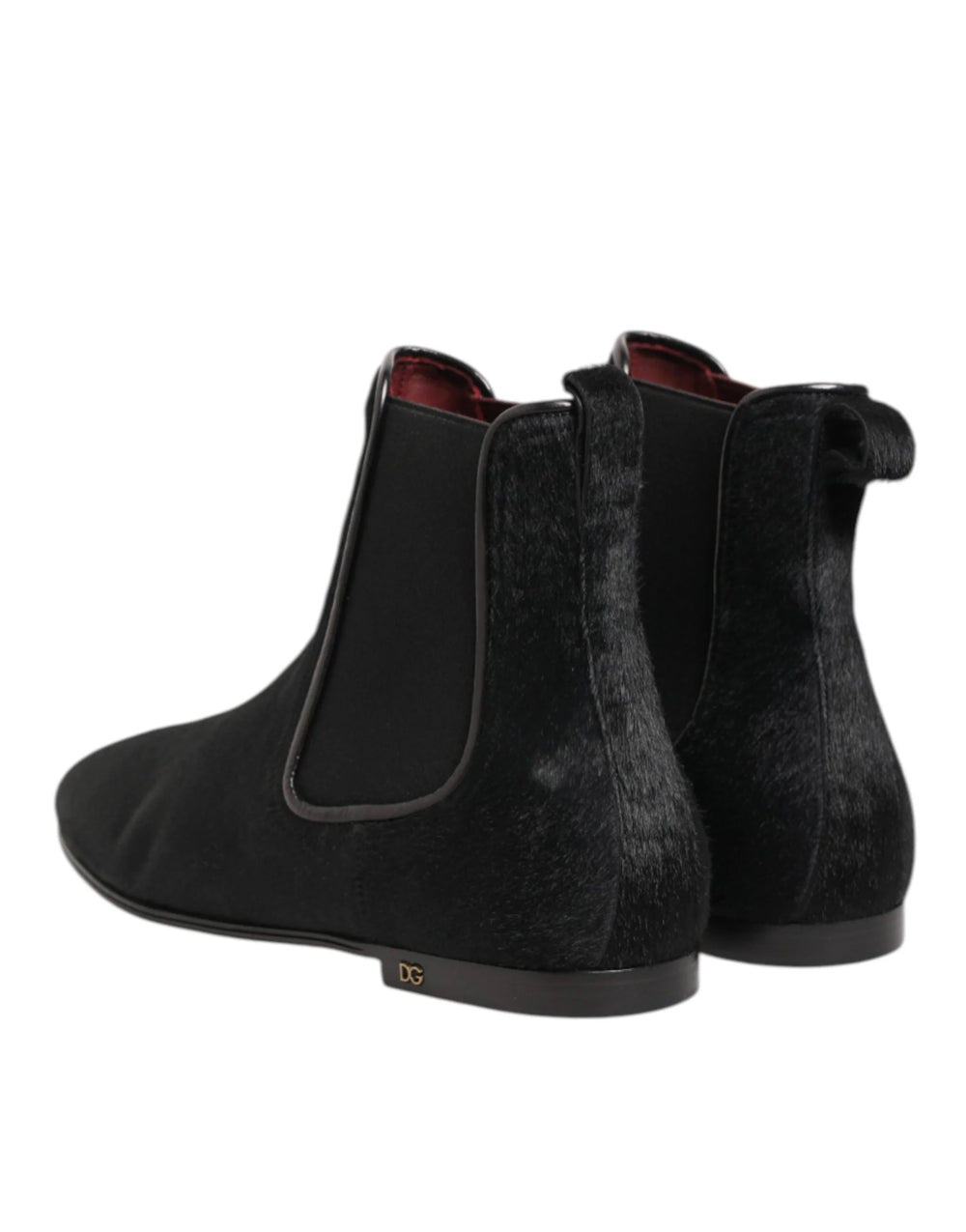 Dolce & Gabbana Black Leather Fur Men CHELSEA Boots Shoes - EU 41.5 | US 8.5
