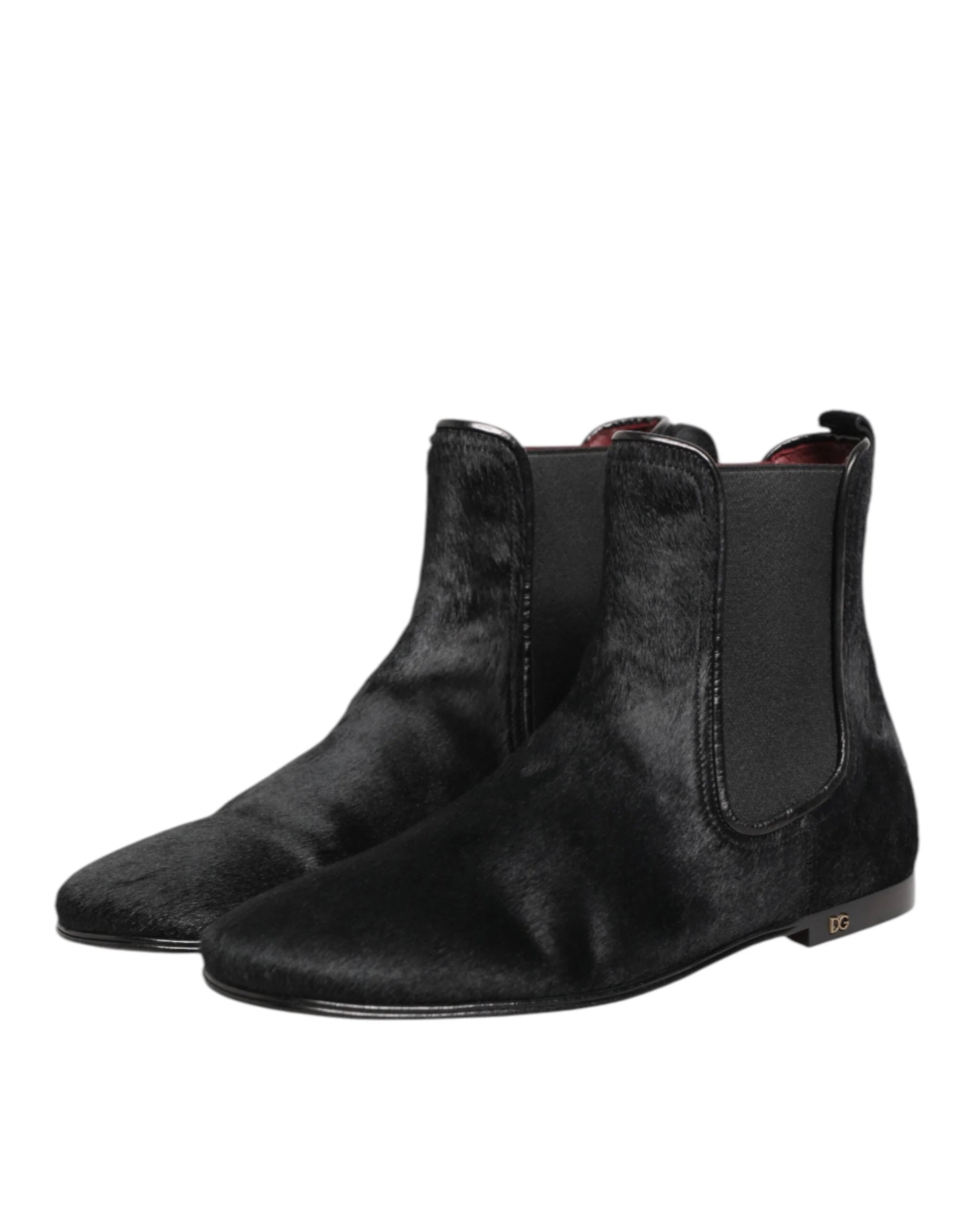 Dolce & Gabbana Black Leather Fur Men CHELSEA Boots Shoes - EU 41.5 | US 8.5 - Boots