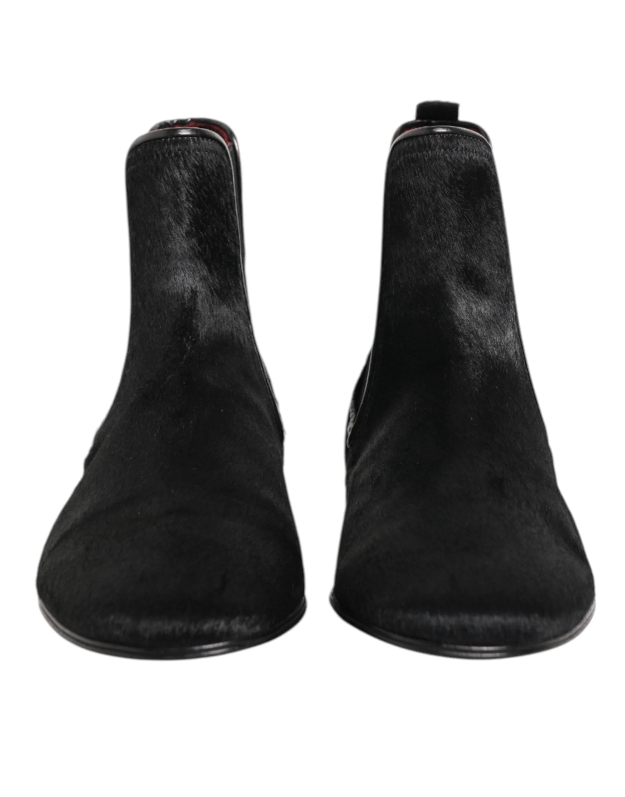 Dolce & Gabbana Black Leather Fur Men CHELSEA Boots Shoes - EU 41.5 | US 8.5