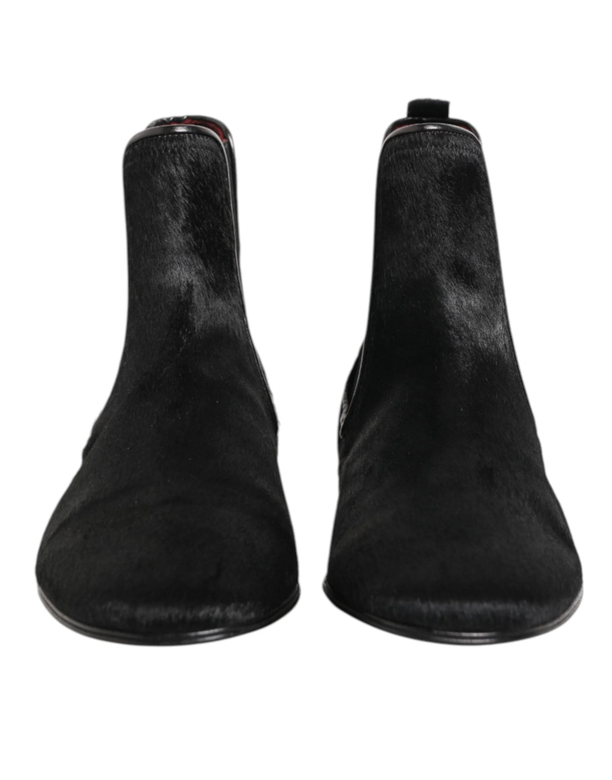 Dolce & Gabbana Black Leather Fur Men CHELSEA Boots Shoes - EU 41.5 | US 8.5