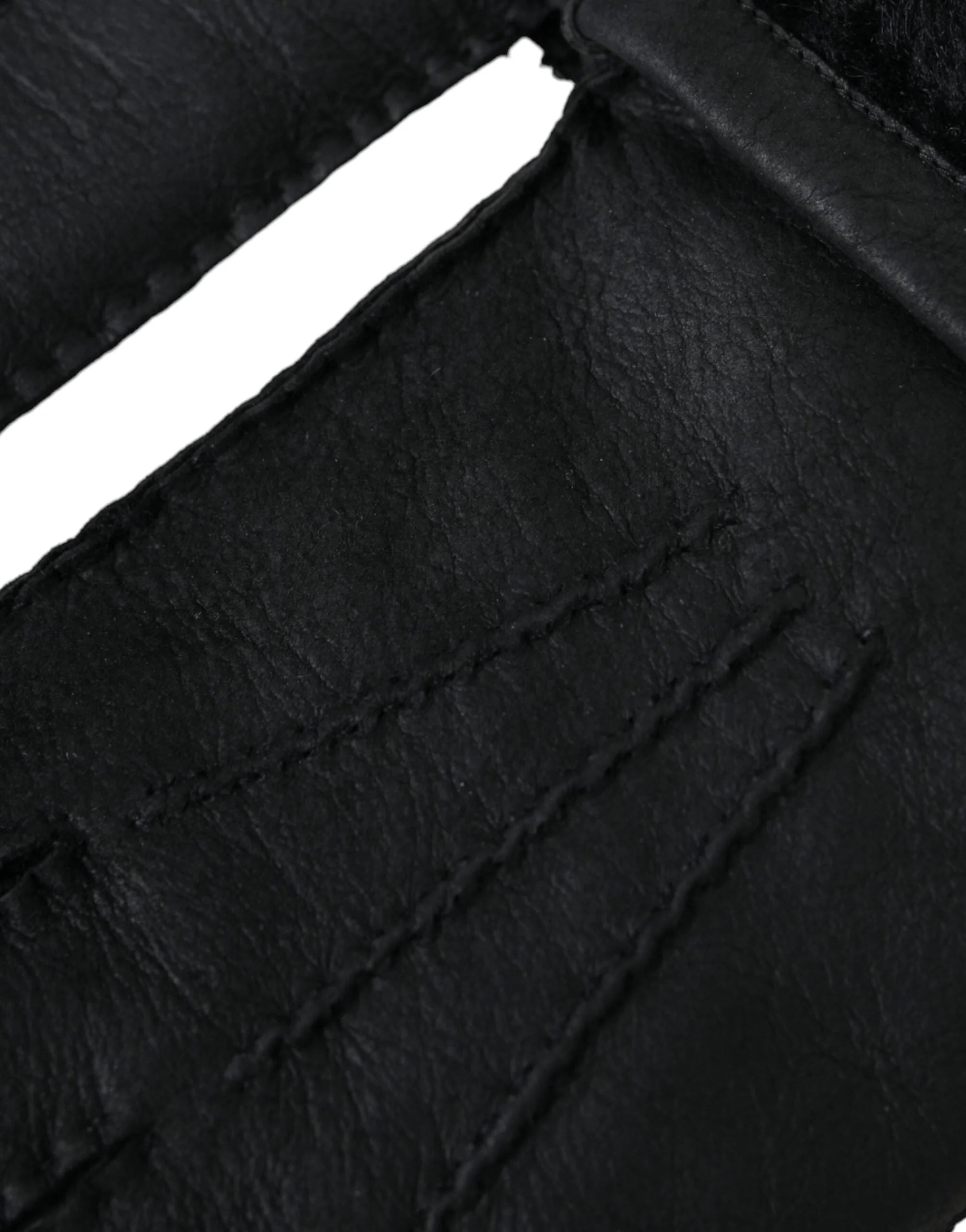 Dolce & Gabbana Black Leather Fur Short Hands Gloves - Gloves & Mittens