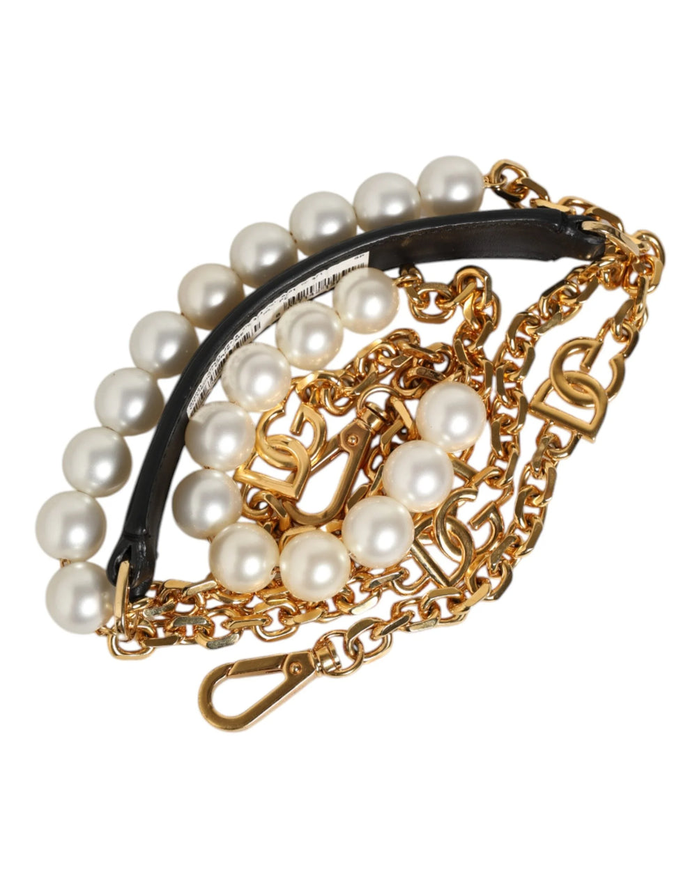 Dolce & Gabbana Black Leather Gold Chain Bag Accessory Shoulder Strap - Handbag & Wallet Accessories