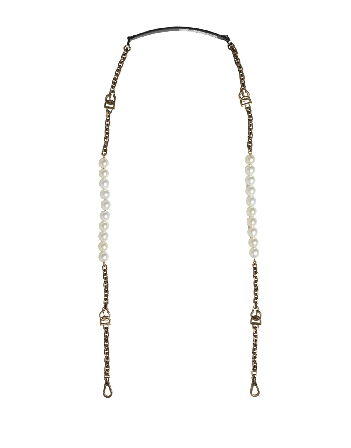 Dolce & Gabbana Black Leather Gold Chain Bag Accessory Shoulder Strap - Bag Straps & Handles