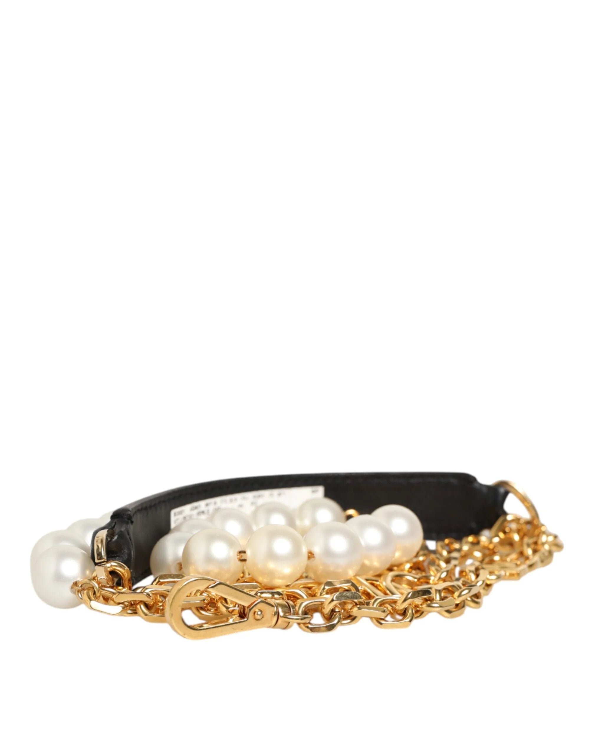 Dolce & Gabbana Black Leather Gold Chain Bag Accessory Shoulder Strap - Handbag & Wallet Accessories