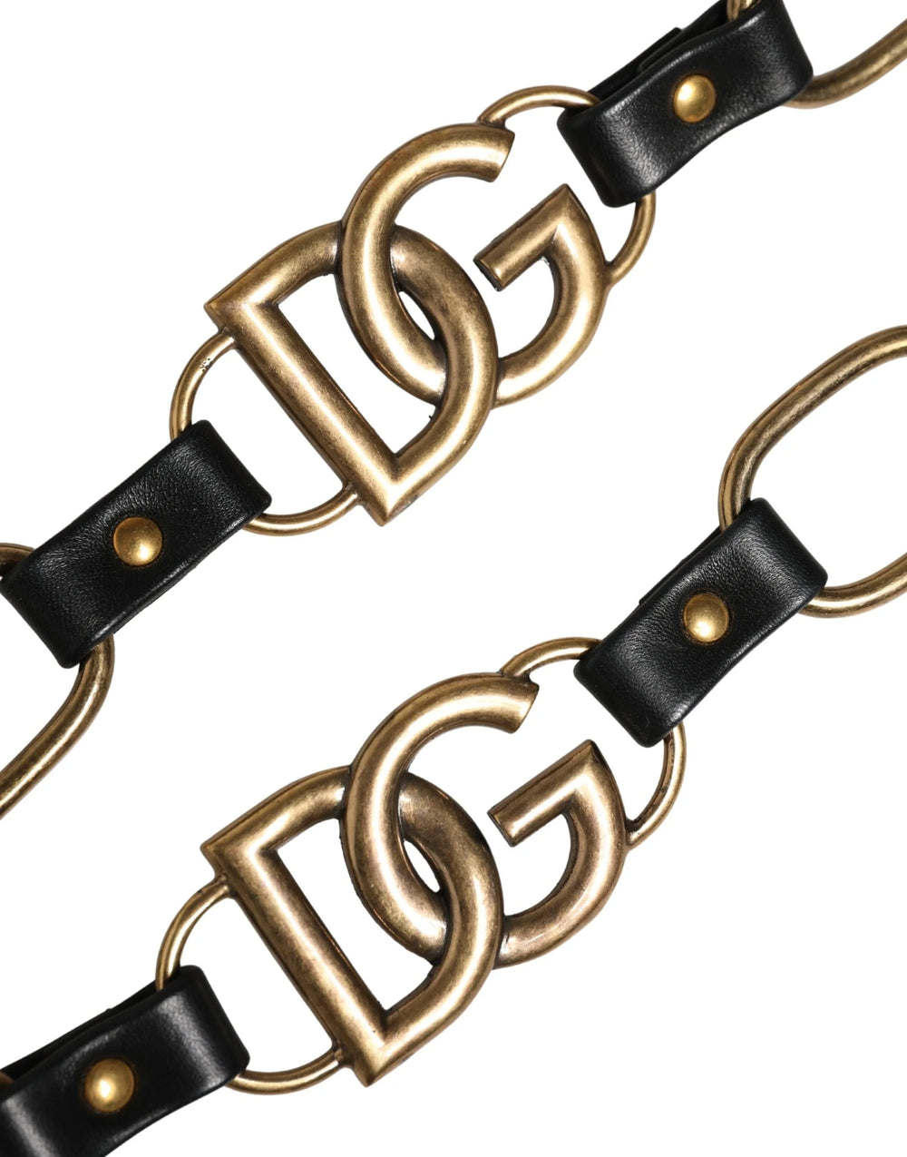 Dolce & Gabbana Černá kožená taška s řetízkem ze zlata – Popruh na rameno – Tašky a držadla