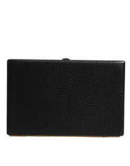 Dolce & Gabbana Black Leather Gold Frame Clutch Evening Party Purse Bag