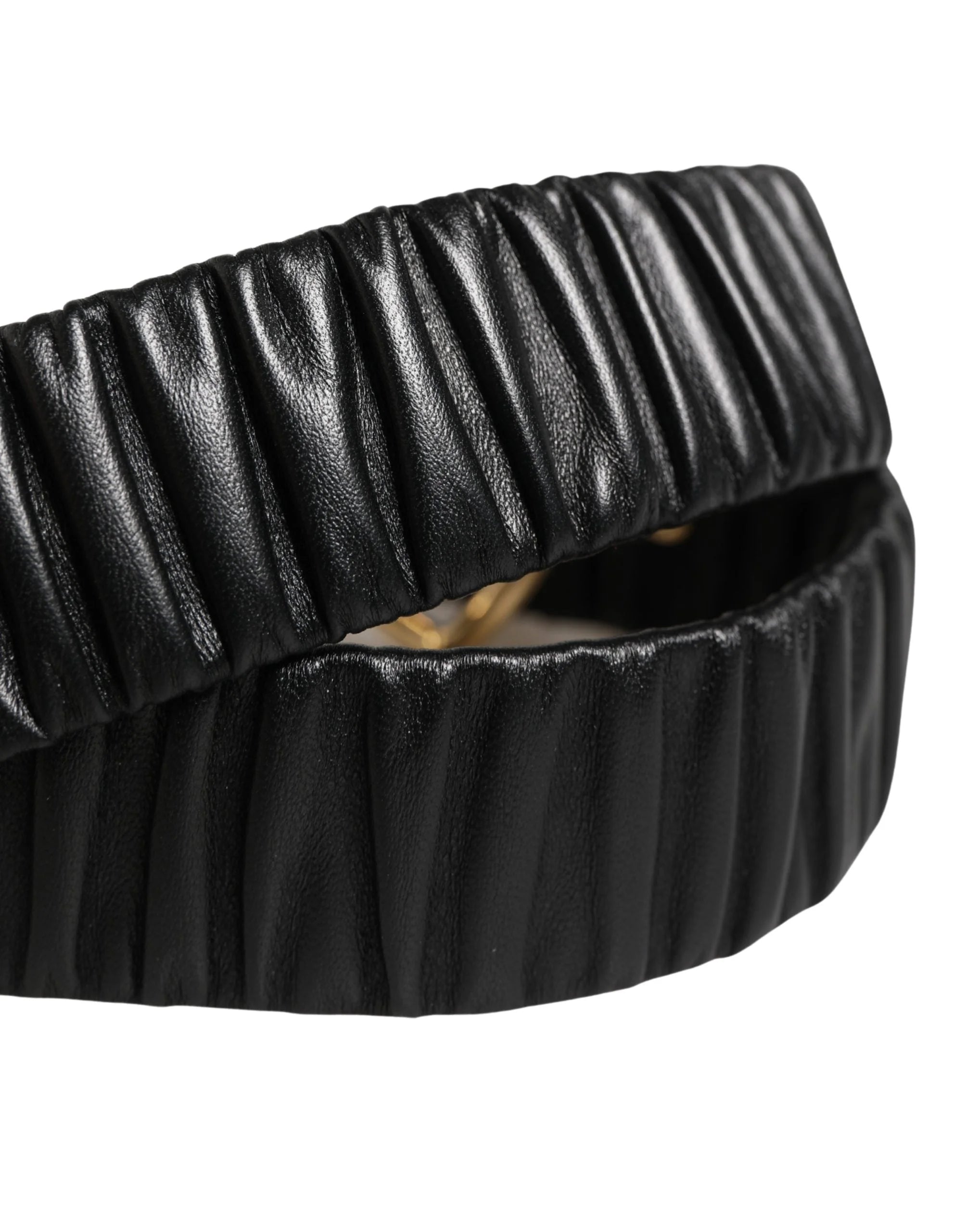 Dolce & Gabbana Black Leather Gold Heart Metal Buckle Belt - 100 cm / 40 Inches