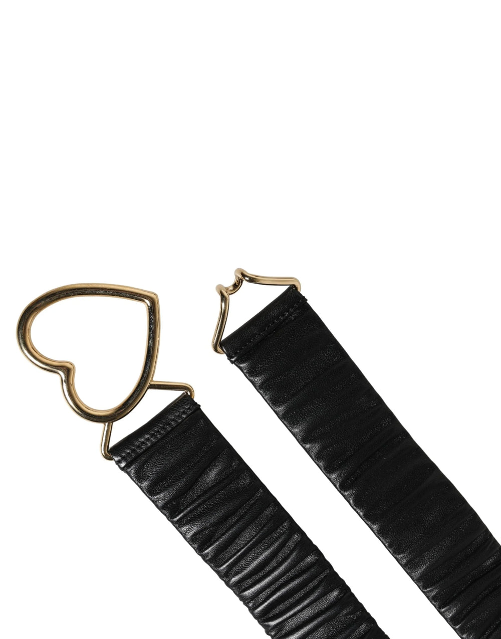 Dolce & Gabbana Black Leather Gold Heart Metal Buckle Belt - 100 cm / 40 Inches