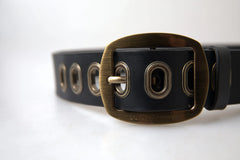 Dolce & Gabbana Black Leather Gold Metal Buckle Men Belt - 85 cm / 34 Inches - Belts