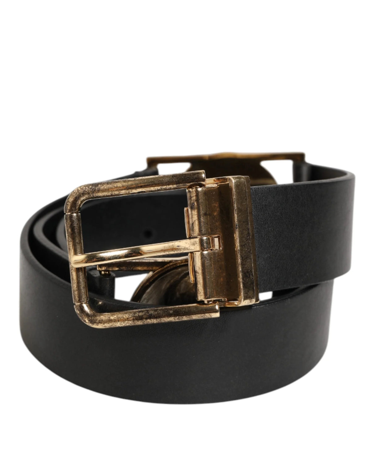 Dolce & Gabbana Black Leather Gold Silver Coin Buckle Belt - 90 cm / 36 Inches - Belts