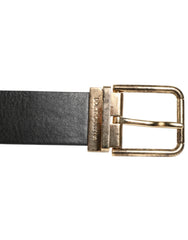 Dolce & Gabbana Black Leather Gold Silver Coin Buckle Belt - 90 cm / 36 Inches