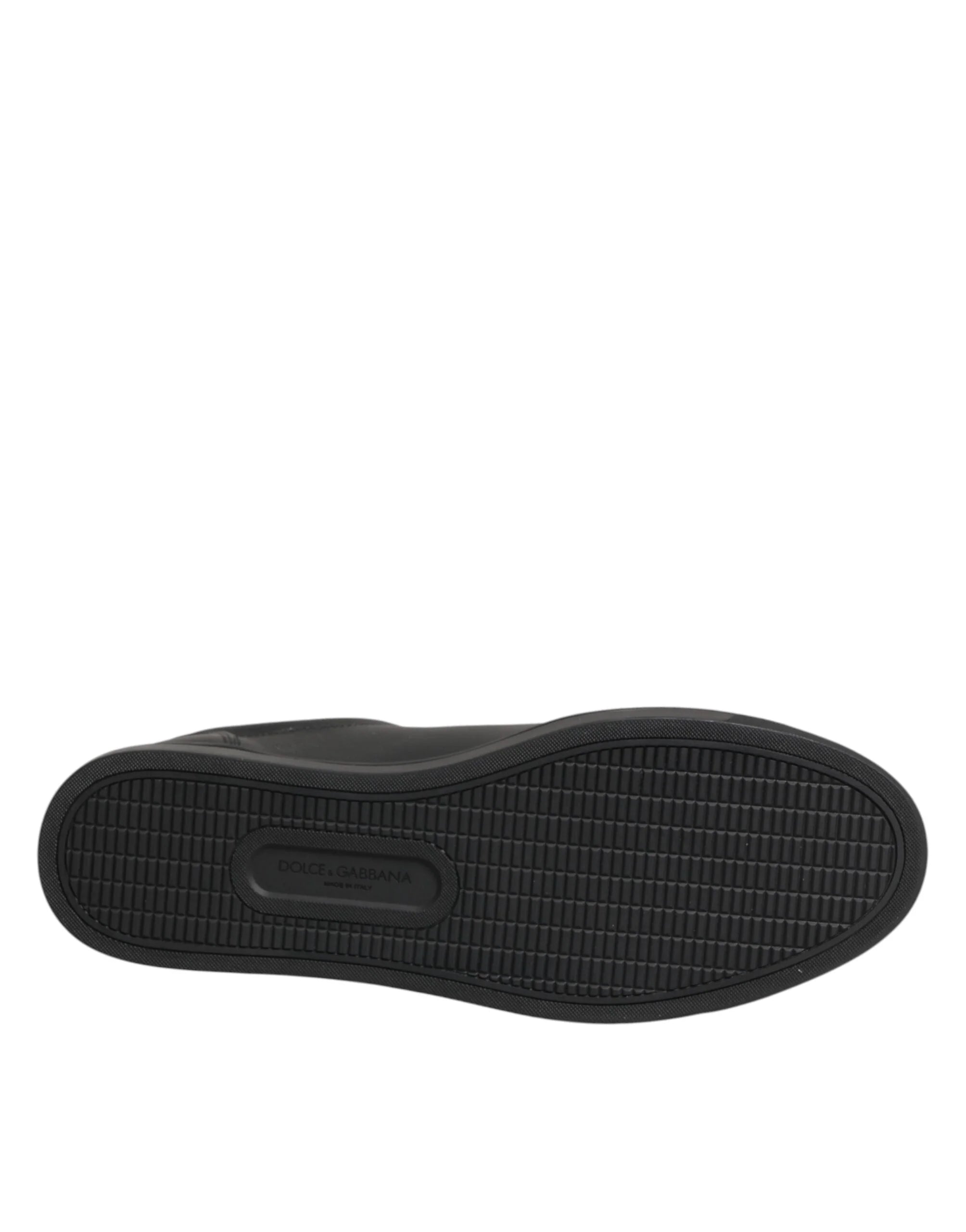 Dolce & Gabbana Black Leather Heart Embellished Sneakers Shoes