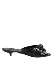 Dolce & Gabbana Black Leather Heels Slides Sandals Shoes - Heels