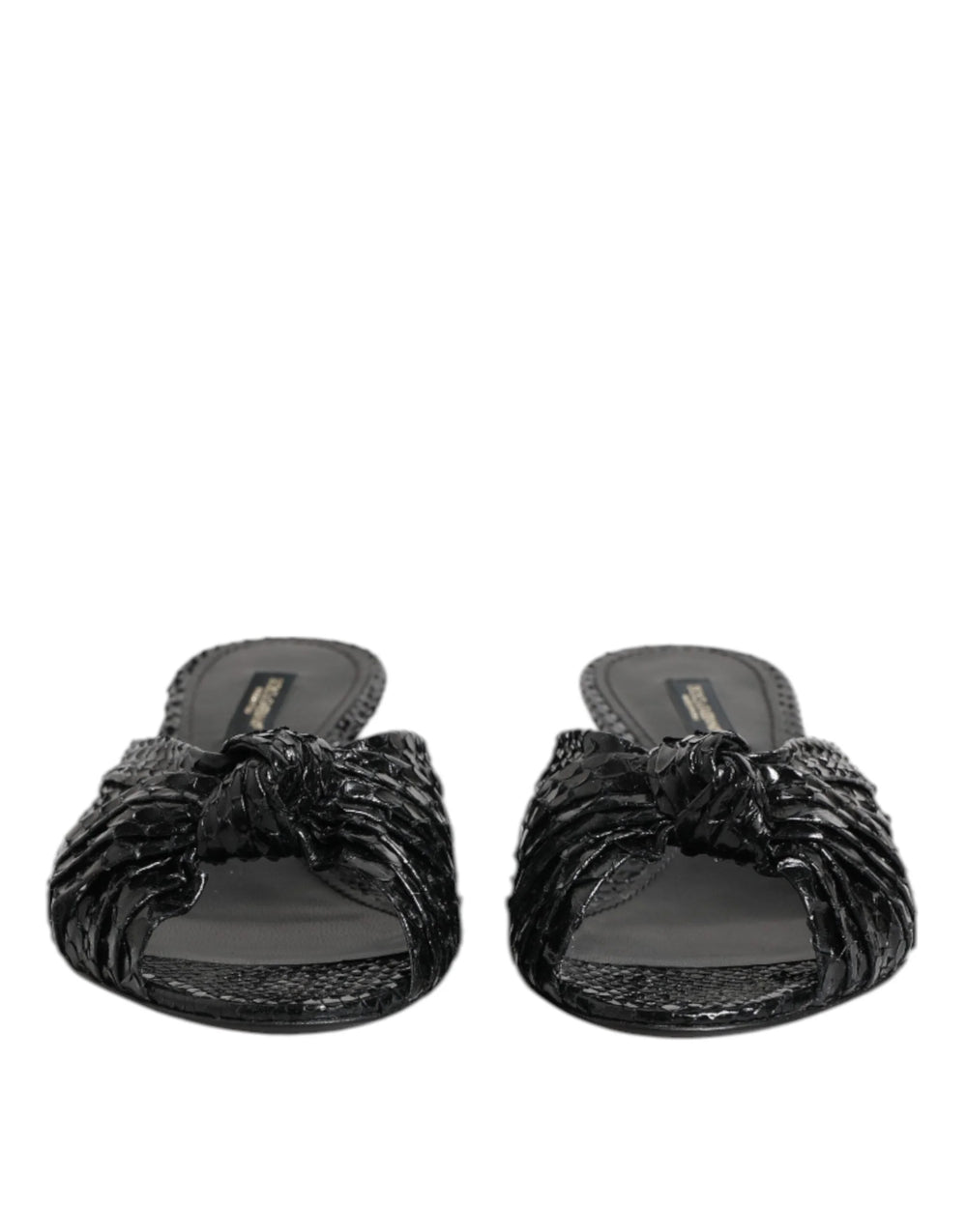 Dolce & Gabbana Black Leather Heels Slides Sandals Shoes - Heels