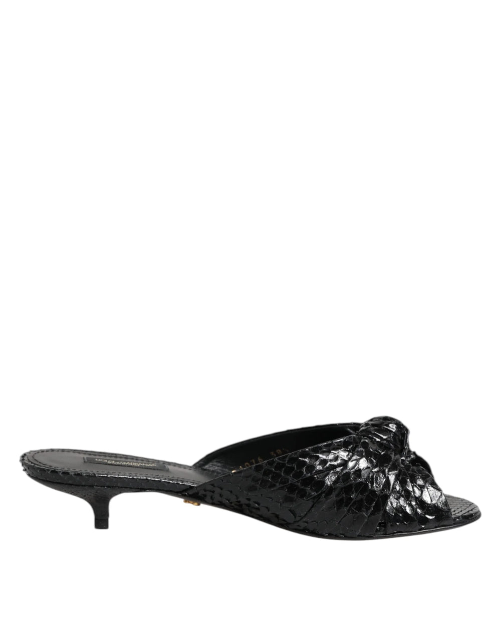 Dolce & Gabbana Black Leather Heels Slides Sandals Shoes - EU36/US5.5