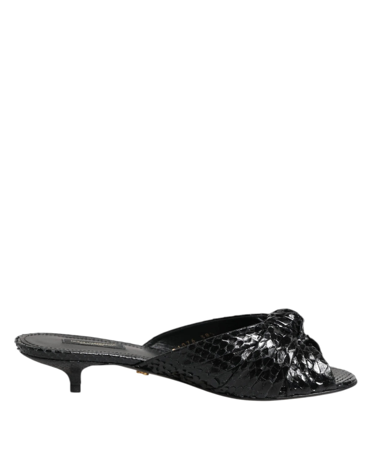 Dolce & Gabbana Black Leather Heels Slides Sandals Shoes - EU36/US5.5