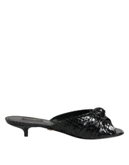 Dolce & Gabbana Black Leather Heels Slides Sandals Shoes - EU36/US5.5