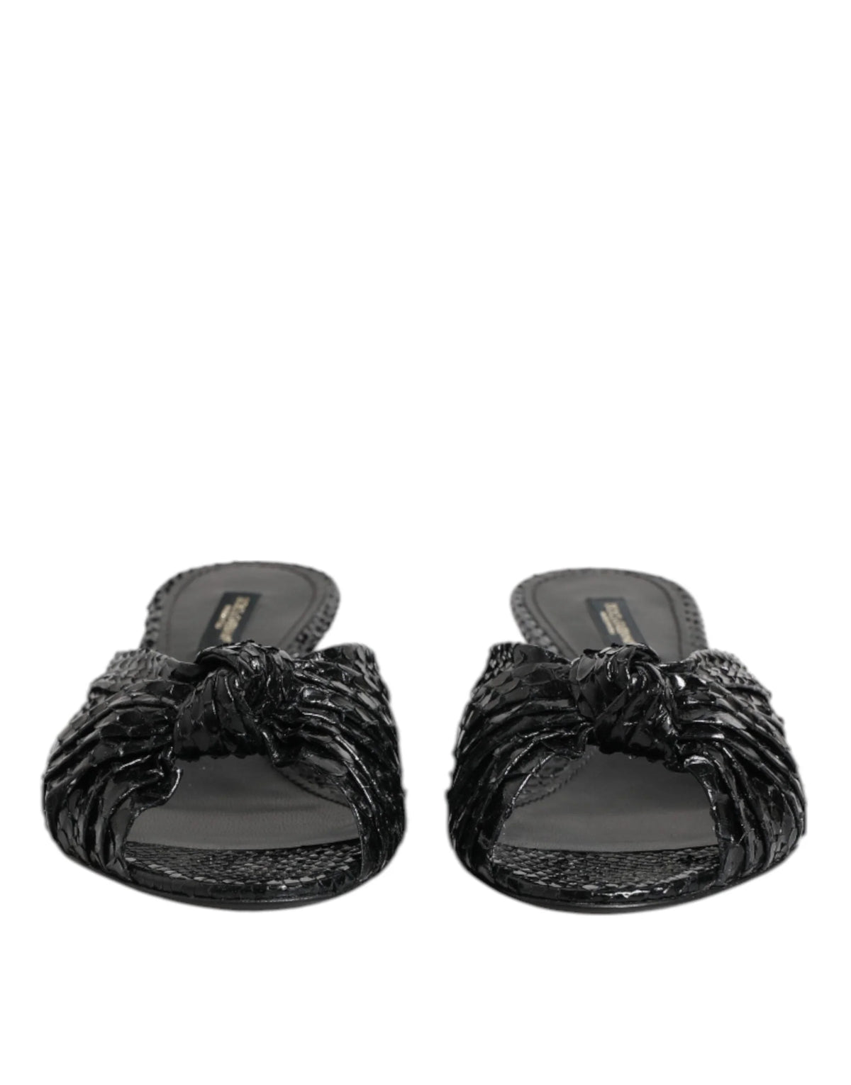 Dolce & Gabbana Black Leather Heels Slides Sandals Shoes - EU36/US5.5