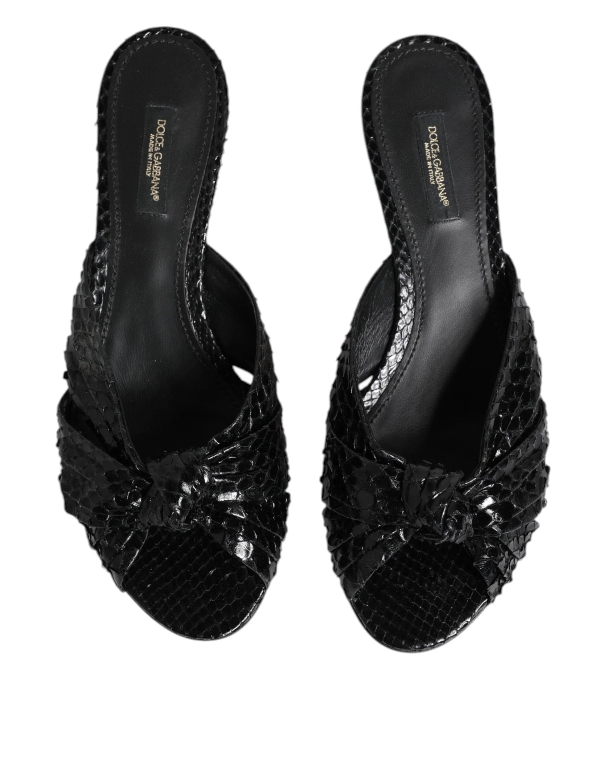 Dolce & Gabbana Black Leather Heels Slides Sandals Shoes - EU36/US5.5