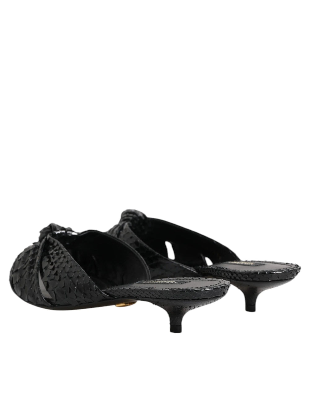 Dolce & Gabbana Black Leather Heels Slides Sandals Shoes - EU36/US5.5