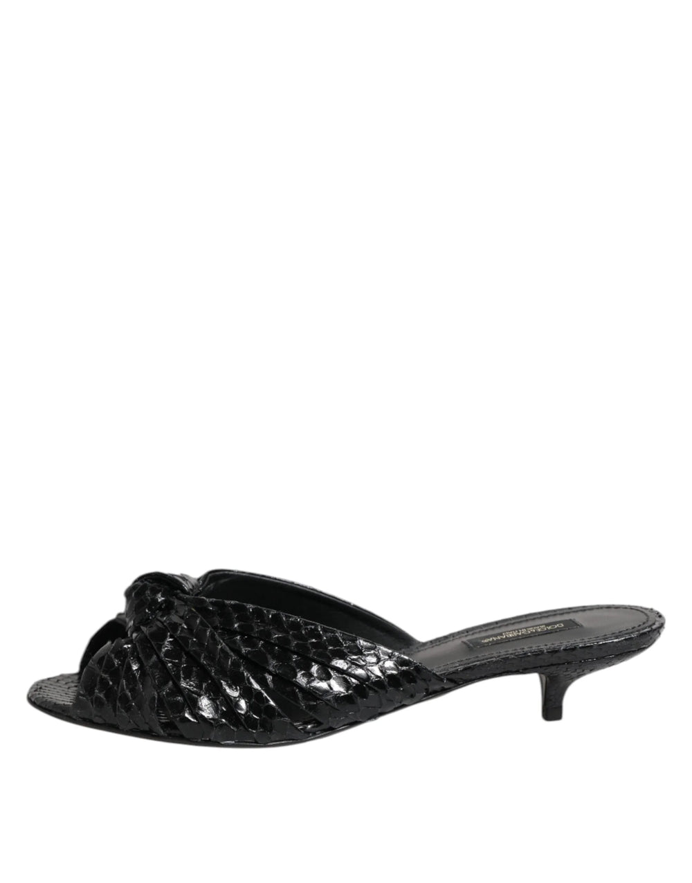 Dolce & Gabbana Black Leather Heels Slides Sandals Shoes - EU36/US5.5