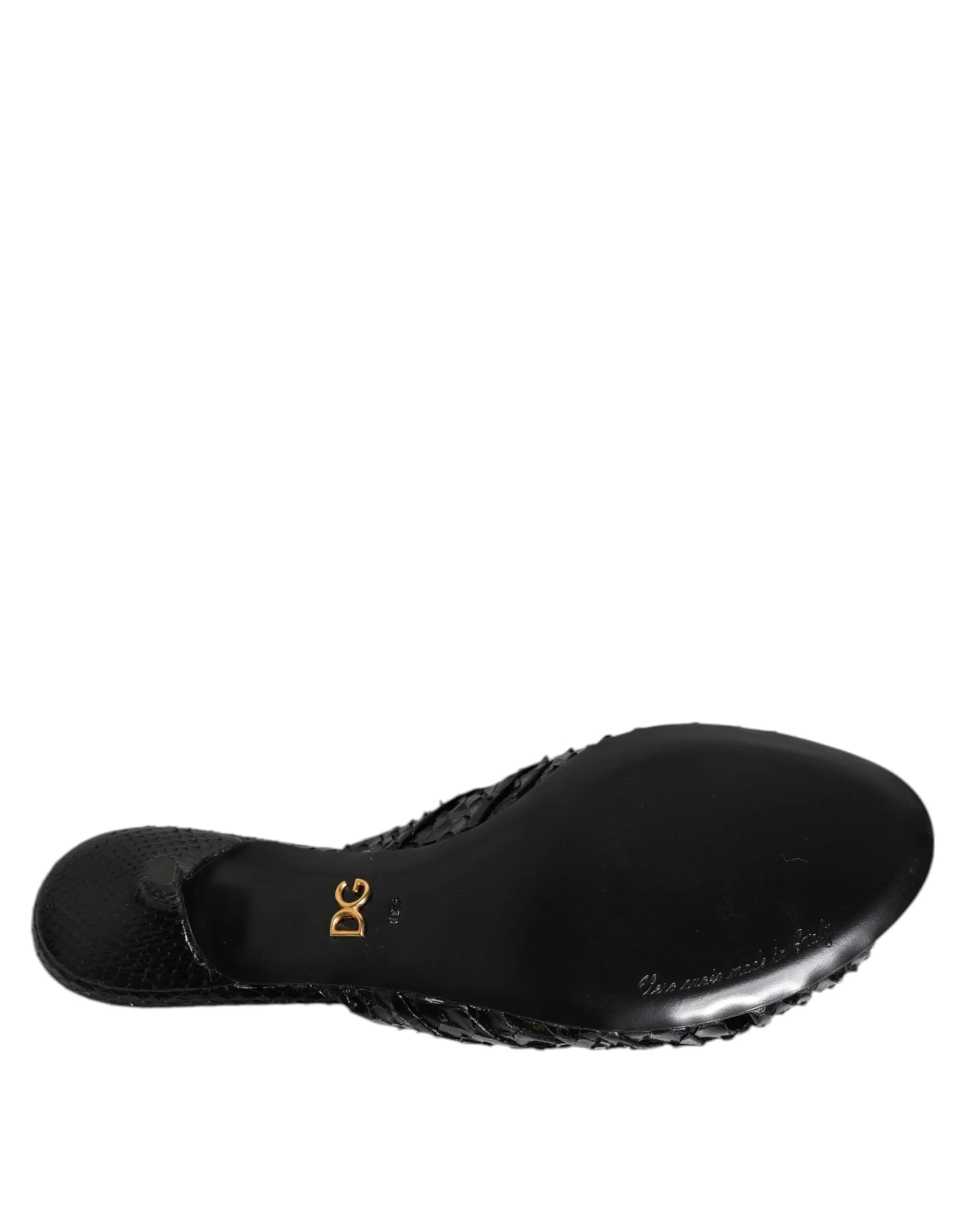 Dolce & Gabbana Black Leather Heels Slides Sandals Shoes - EU36/US5.5