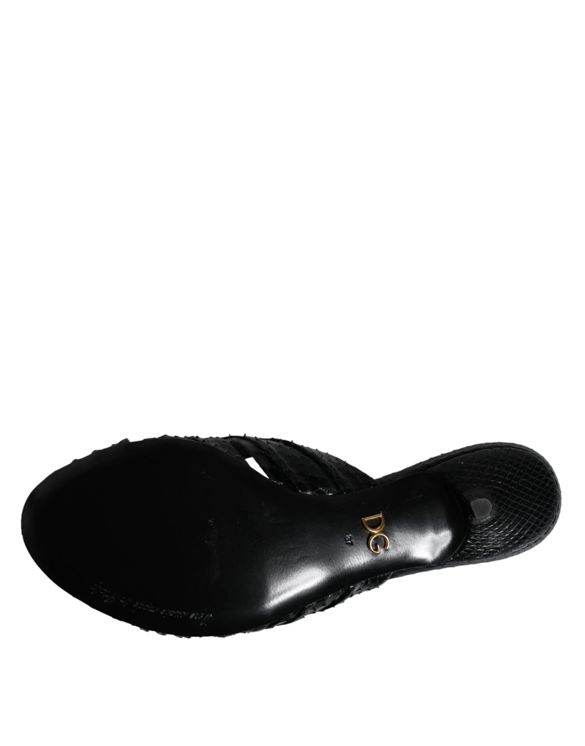 Dolce & Gabbana Black Leather Heels Slides Sandals Shoes - EU37/US6.5 - Sandals